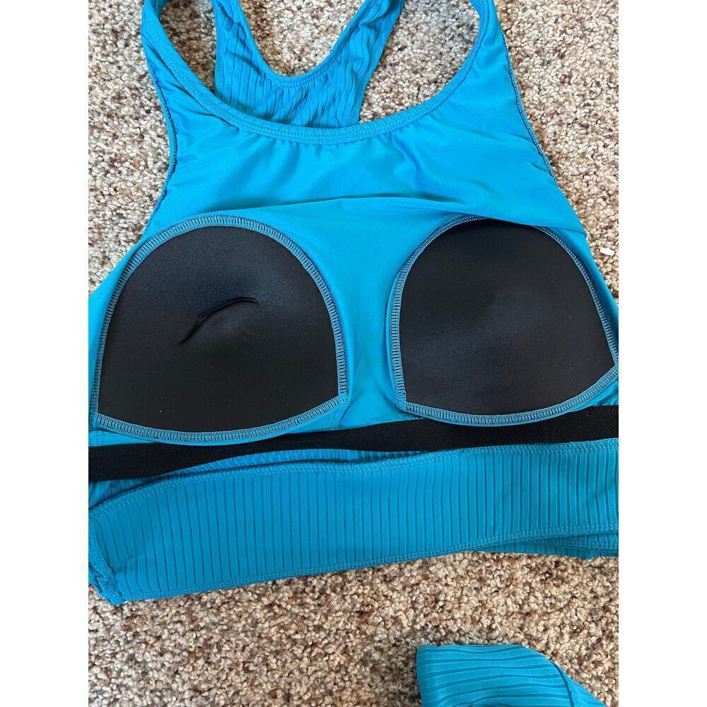 Women's Next XL Swimsuit, Bikini, Blue/Teal, Ribbed, High Waist, Racerback, NWT - Picture 9 of 10